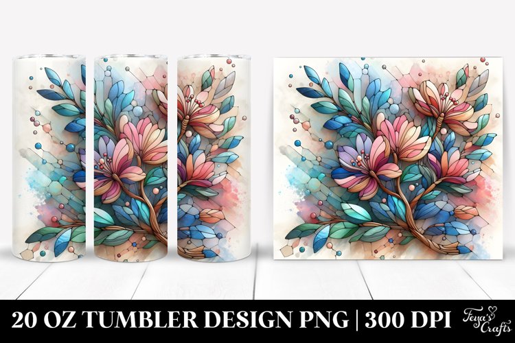 Pastel Azalea Stained , Watercolor 20 Oz Tumbler example image 1