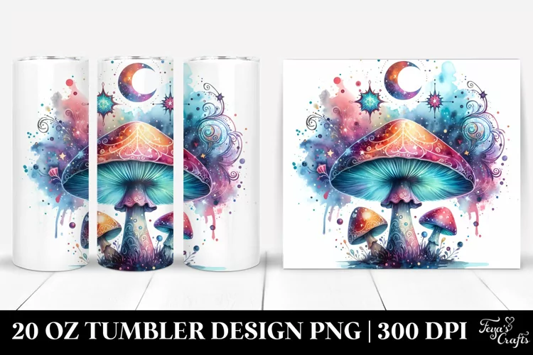Colorful Watercolor Mushroom Splash | 20 Oz Tumbler