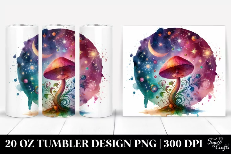 Colorful Watercolor Mushroom Splash | 20 Oz Tumbler