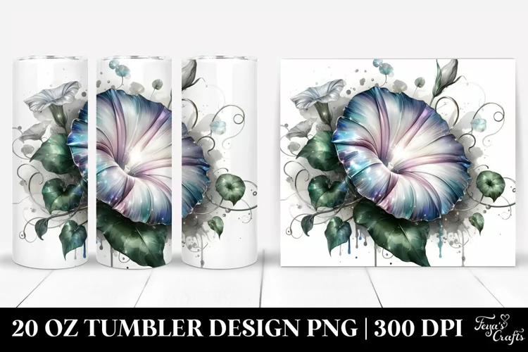 Shiny Morning Glory Watercolor | 20 Oz Tumbler