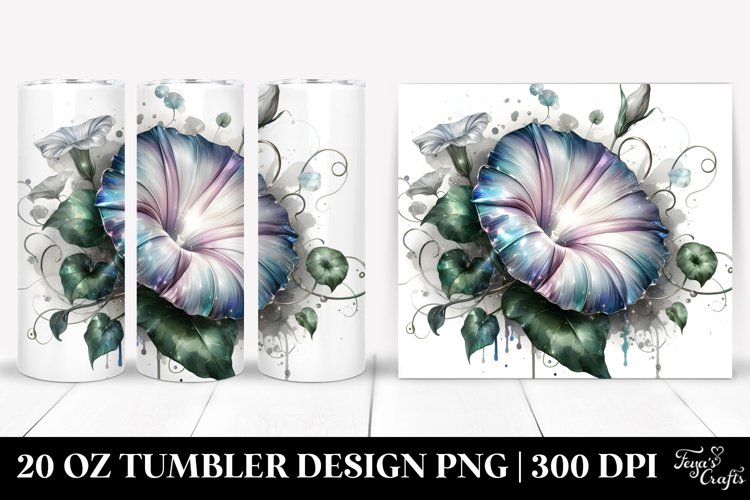 Shiny Morning Glory Watercolor | 20 Oz Tumbler example image 1