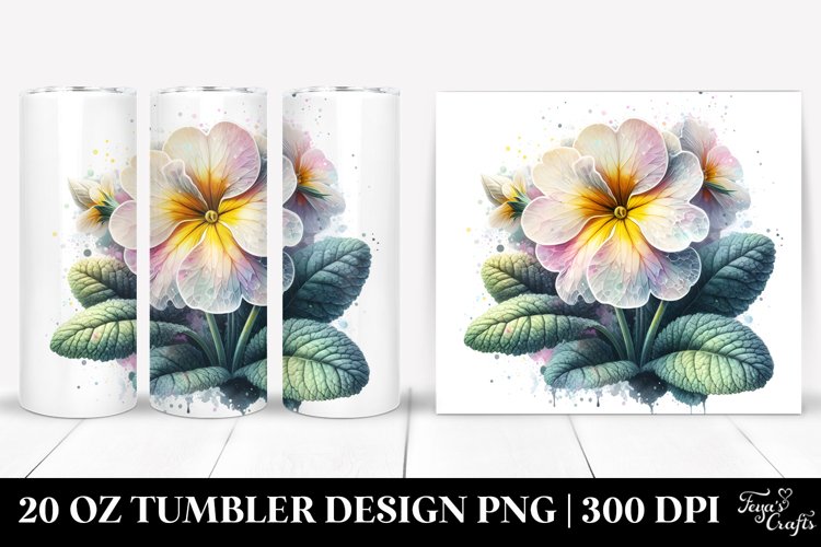 Detailed Watercolor Primrose | 20 Oz Tumbler example image 1
