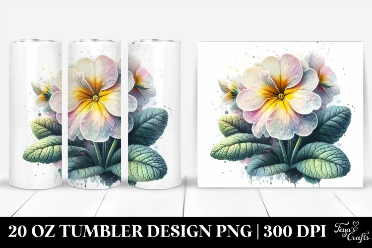 Detailed Watercolor Primrose | 20 Oz Tumbler