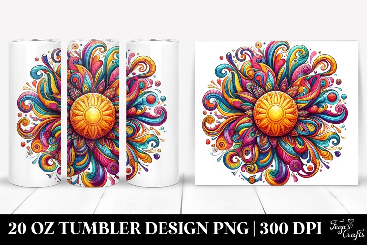 colorful whimsical vibrant sun | 20 Oz Tumbler example image 1