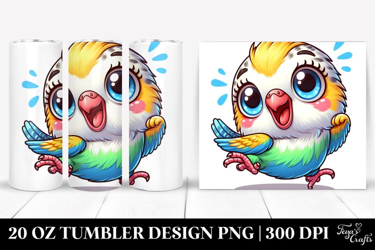 Cute Enthusiastic Cartoon Budgerigar Tumbler example image 1