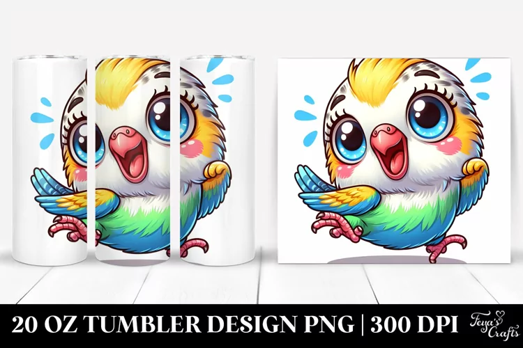 Cute Enthusiastic Cartoon Budgerigar Tumbler