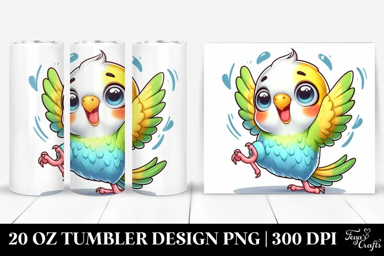 Cute Enthusiastic Cartoon Budgerigar Tumbler