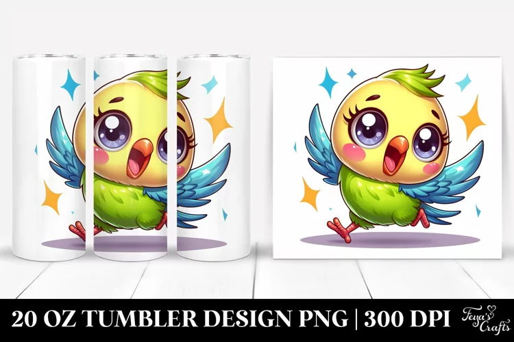 Cute Enthusiastic Cartoon Budgerigar Tumbler