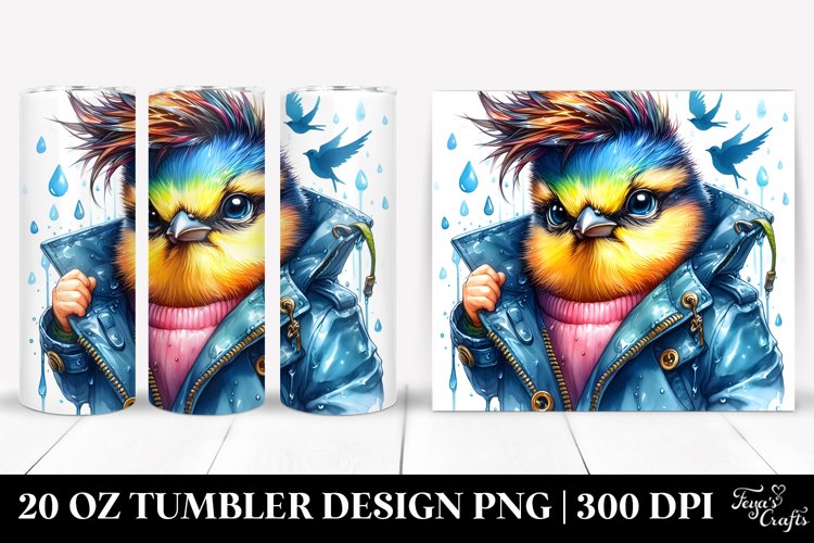 Baby Bird Posing with Raincoat | 20 oz Tumbler