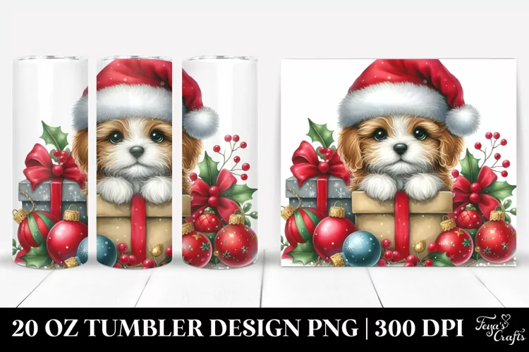Adorable Dog with Ornaments, High-Resolution 20 Oz Tumbler