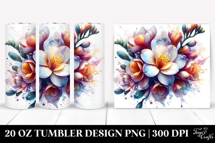 Glossy Freesia Watercolor Splash Tumbler