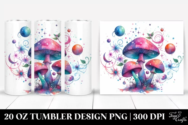 Colorful Watercolor Magical Celestial Astral Mushroom | 20