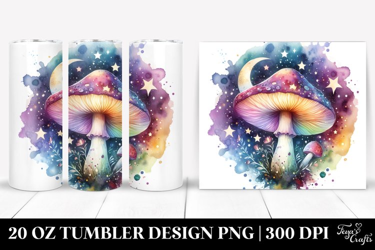 Colorful Watercolor Magical Celestial Astral Mushroom example image 1