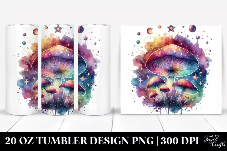 Colorful Watercolor Magical Celestial Astral Mushroom