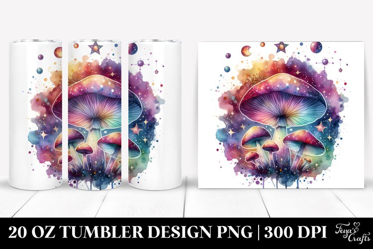 Colorful Watercolor Magical Celestial Astral Mushroom example image 1