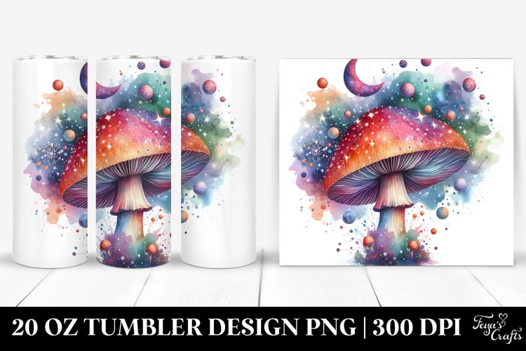 Colorful Watercolor Magical Celestial Astral Mushroom example image 1
