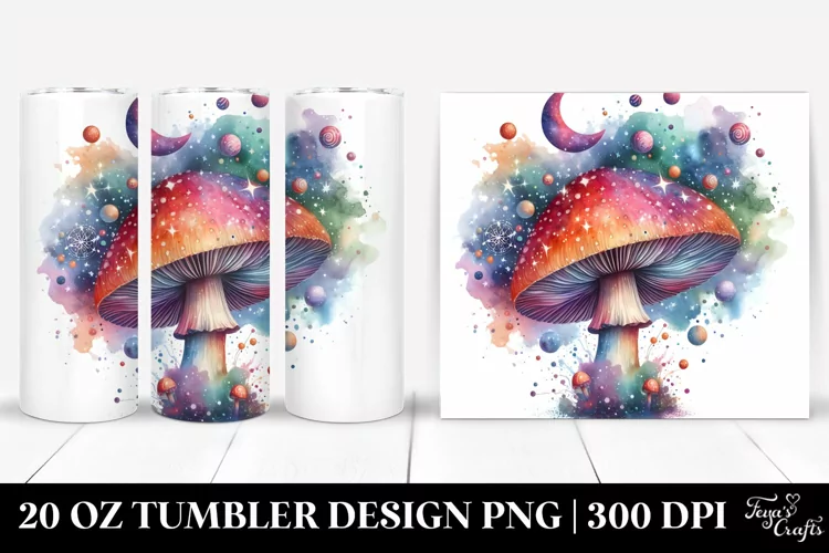 Colorful Watercolor Magical Celestial Astral Mushroom