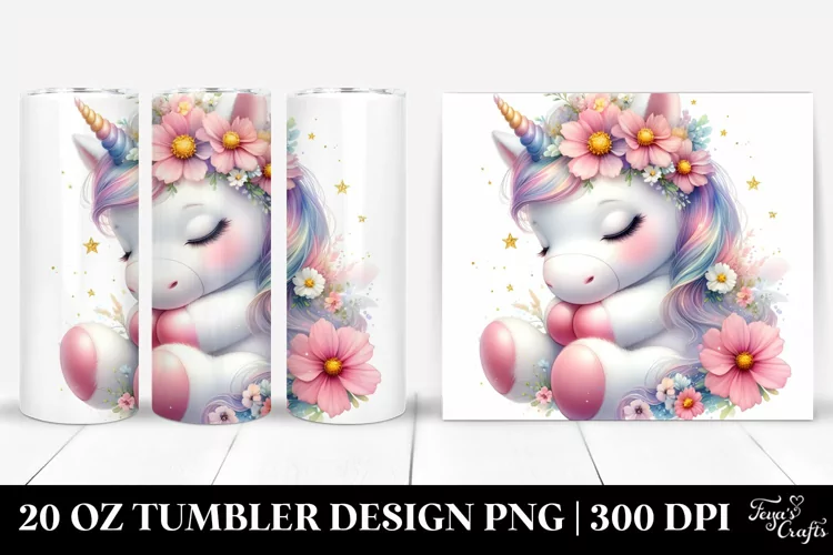 Cute Baby Unicorn Watercolor | 20 Oz Tumbler