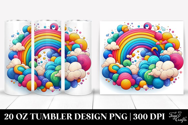 Colorful Whimsical Rainbow Clouds | 20 oz Tumbler