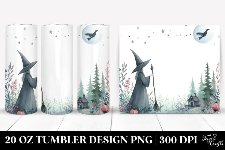 Simple Witch Watercolor Image | 20 oz Tumbler
