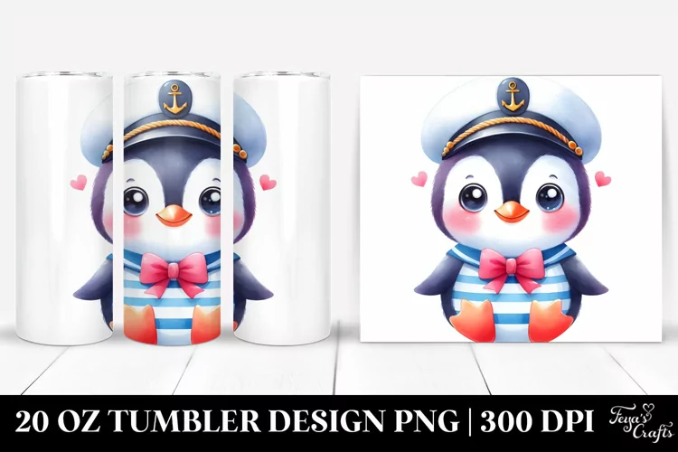 Watercolor Cute Penguin Sailor Suit | 20 oz Tumbler