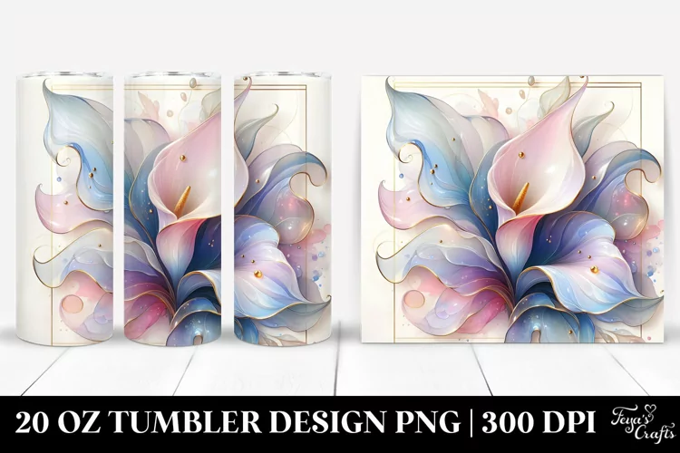 Glossy Calla Lily with Golden Insertions 20 Oz Tumbler