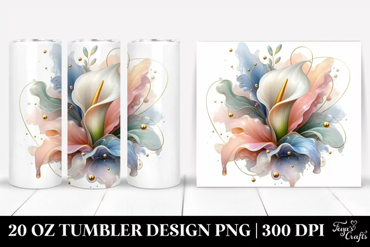Glossy Calla Lily with Golden Insertions 20 Oz Tumbler