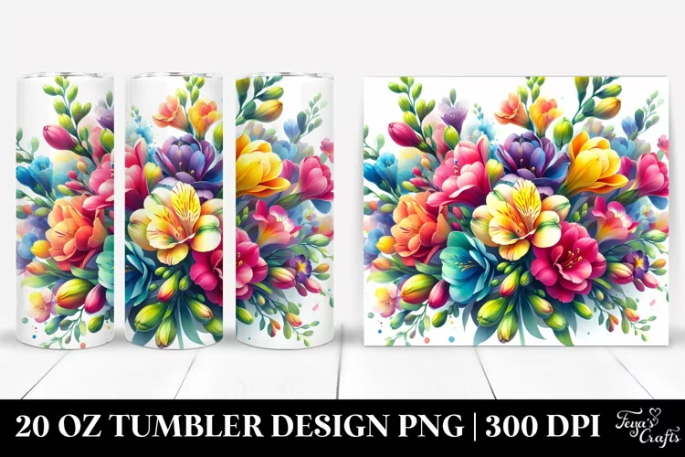 Vibrant Freesia Bouquet | 20 oz Tumbler