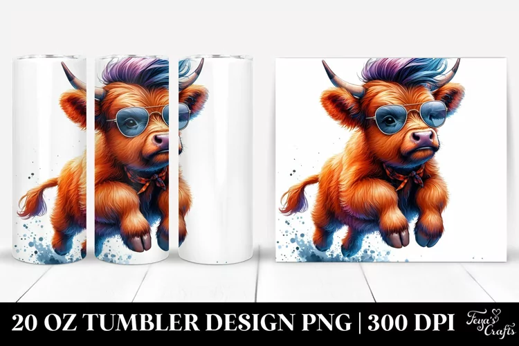 Vibrant Baby Highlandcow with Cool Haircut 20 Oz Tumbler