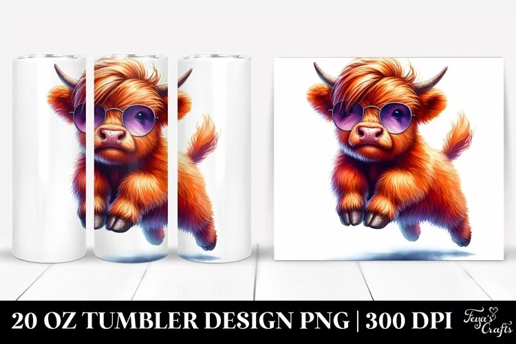 Vibrant Baby Highlandcow with Cool Haircut 20 Oz Tumbler