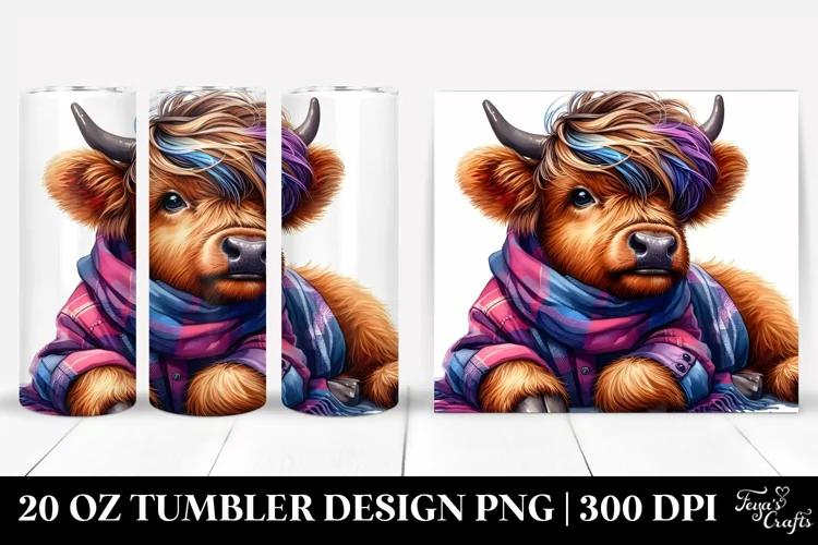 Vibrant Baby Highlandcow with Cool Haircut 20 Oz Tumbler