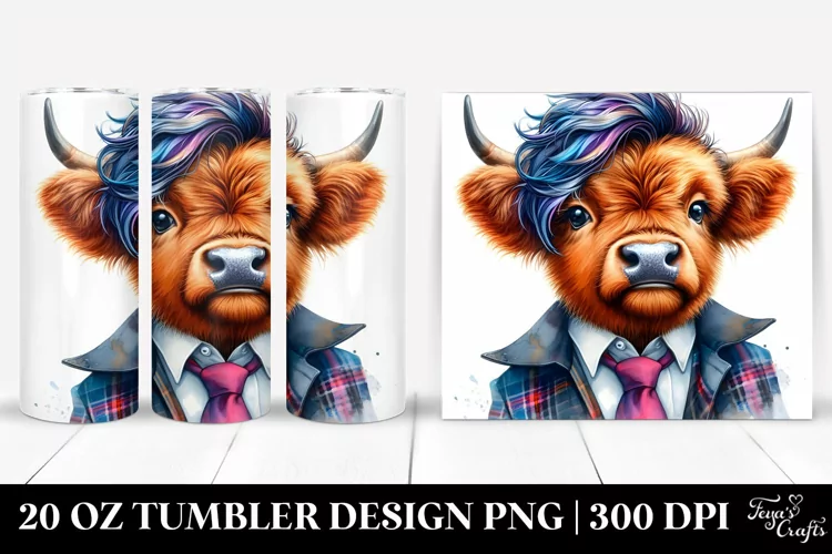 Vibrant Baby Highlandcow with Cool Haircut 20 Oz Tumbler