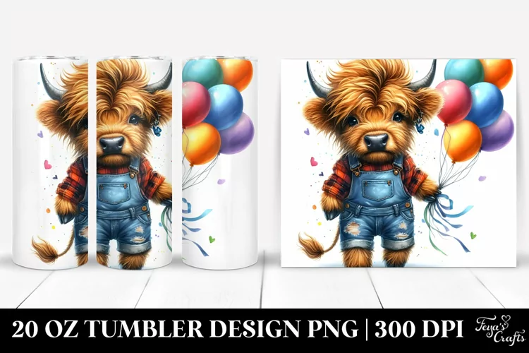 Expressive Baby Highland Cow 20 Oz Tumbler