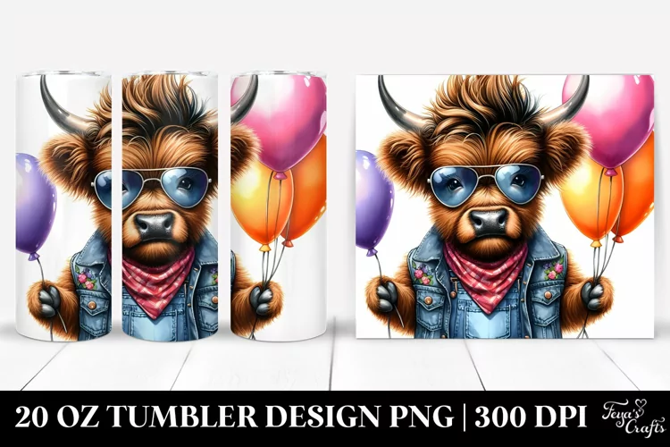 Expressive Baby Highland Cow 20 Oz Tumbler
