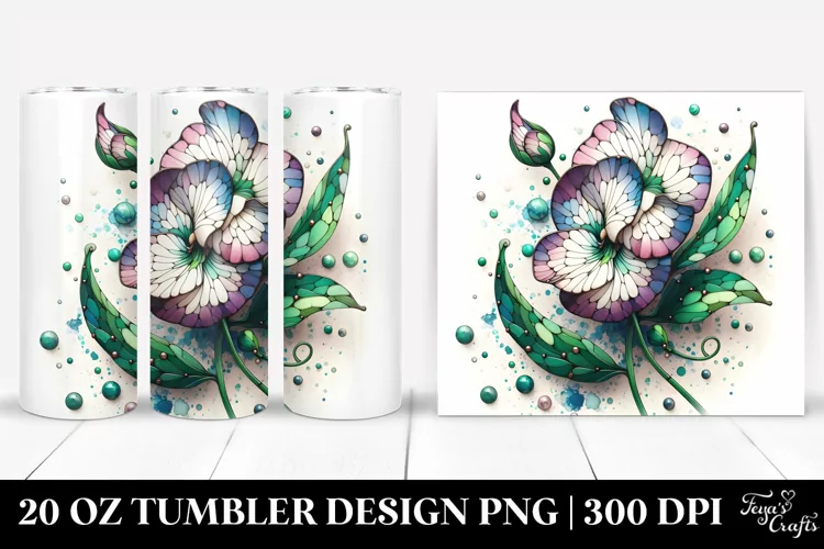 Detailed Wooden Sweet Pea Tumbler 20 oz Tumbler