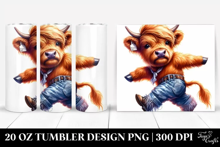 Vibrant Baby Highlandcow with Cool Haircut 20 Oz Tumbler