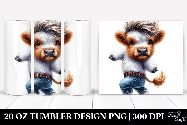 Vibrant Baby Highlandcow with Cool Haircut 20 Oz Tumbler
