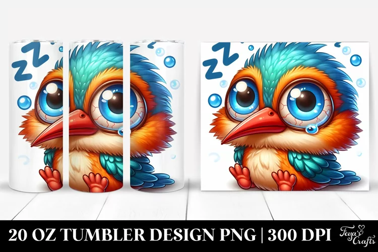 Colorful Cartoon Baby Kingfisher Tumbler