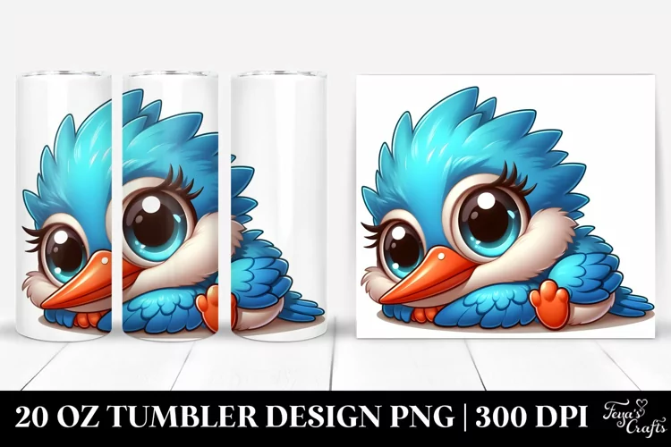 Colorful Cartoon Baby Kingfisher Tumbler