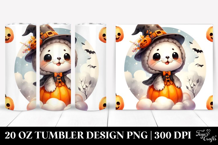 Cute Halloween Baby Seal 20 Oz Tumbler example image 1