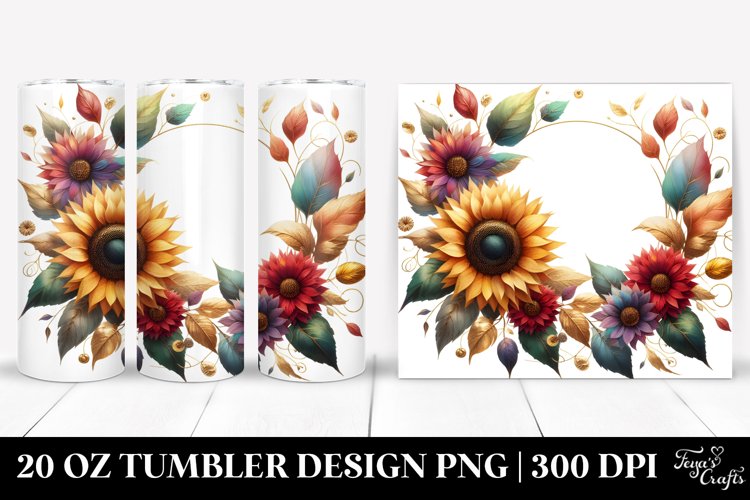 Colorful Sunflower Abstract Frame | 20 Oz Tumbler example image 1