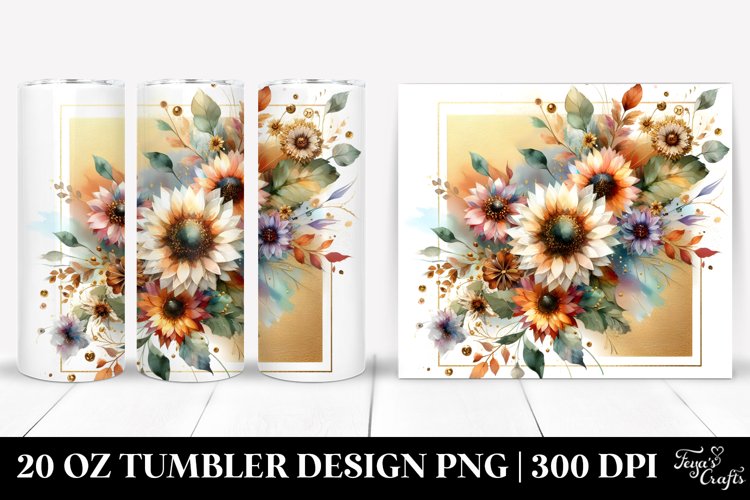 Colorful Sunflower Abstract Tumbler example image 1