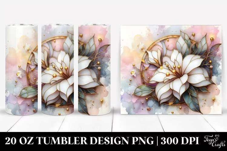 Pastel Gardenia Stained , Watercolor 20 Oz Tumbler