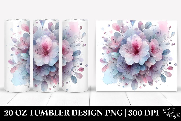 Glossy Rhododendron, Watercolor 20 Oz Tumbler example image 1