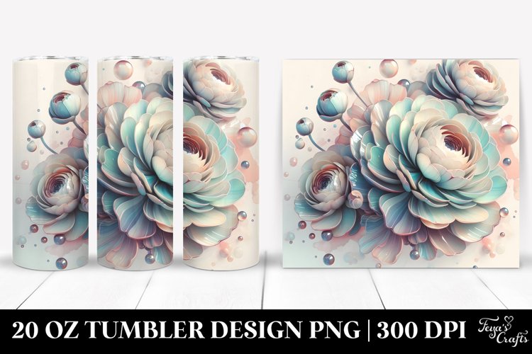 Glossy Ranunculus, Watercolor 20 Oz Tumbler example image 1
