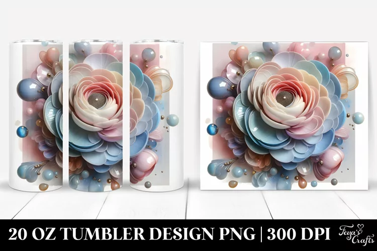 Glossy Ranunculus, Watercolor 20 Oz Tumbler