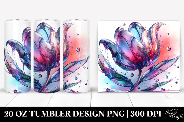 Shiny Tulip Watercolor Splash | 20 Oz Tumbler