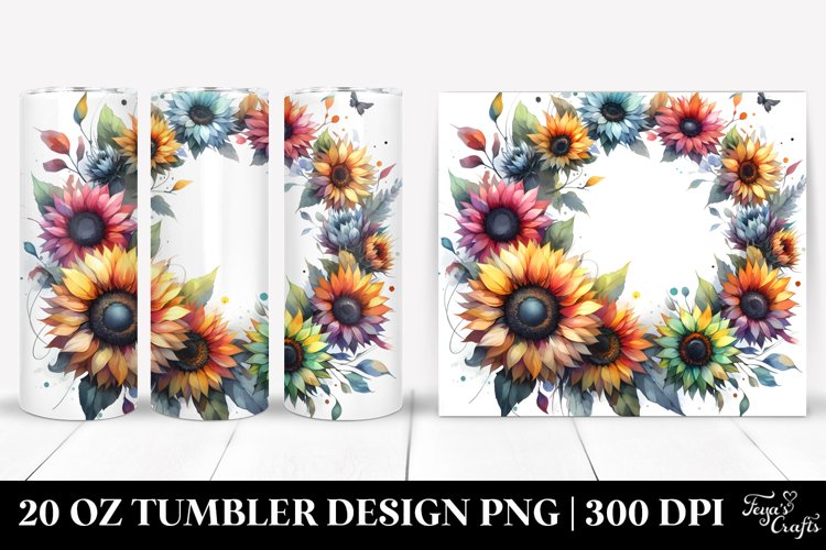 Colorful Sunflower Round Frame | 20 Oz Tumbler example image 1