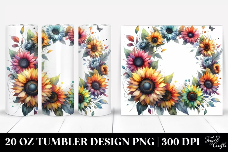 Colorful Sunflower Round Frame | 20 Oz Tumbler