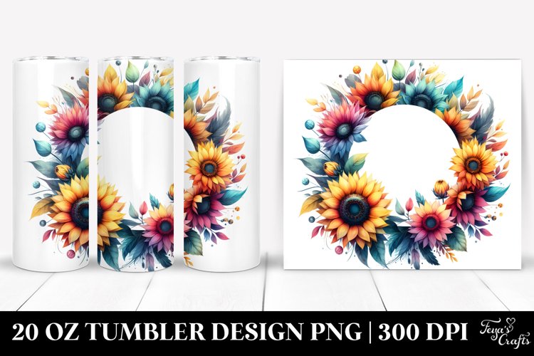 Colorful Sunflower Round Frame | 20 Oz Tumbler example image 1
